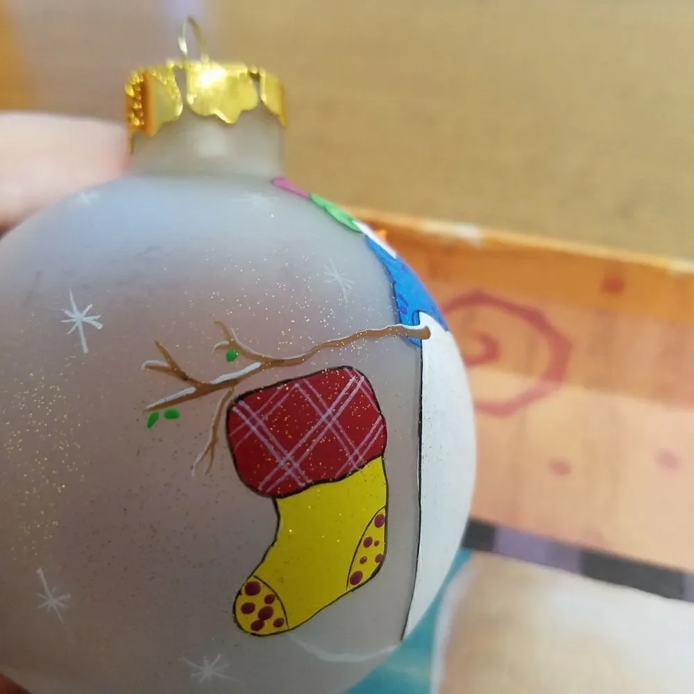 Set of 3  Hand painted 3D snowman ornaments. Aprox 8